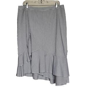 BANANA REPUBLIC BLUE & WHITE SEERSUCKER RUFFLED ALINE SKIRT NWT SIZE 14